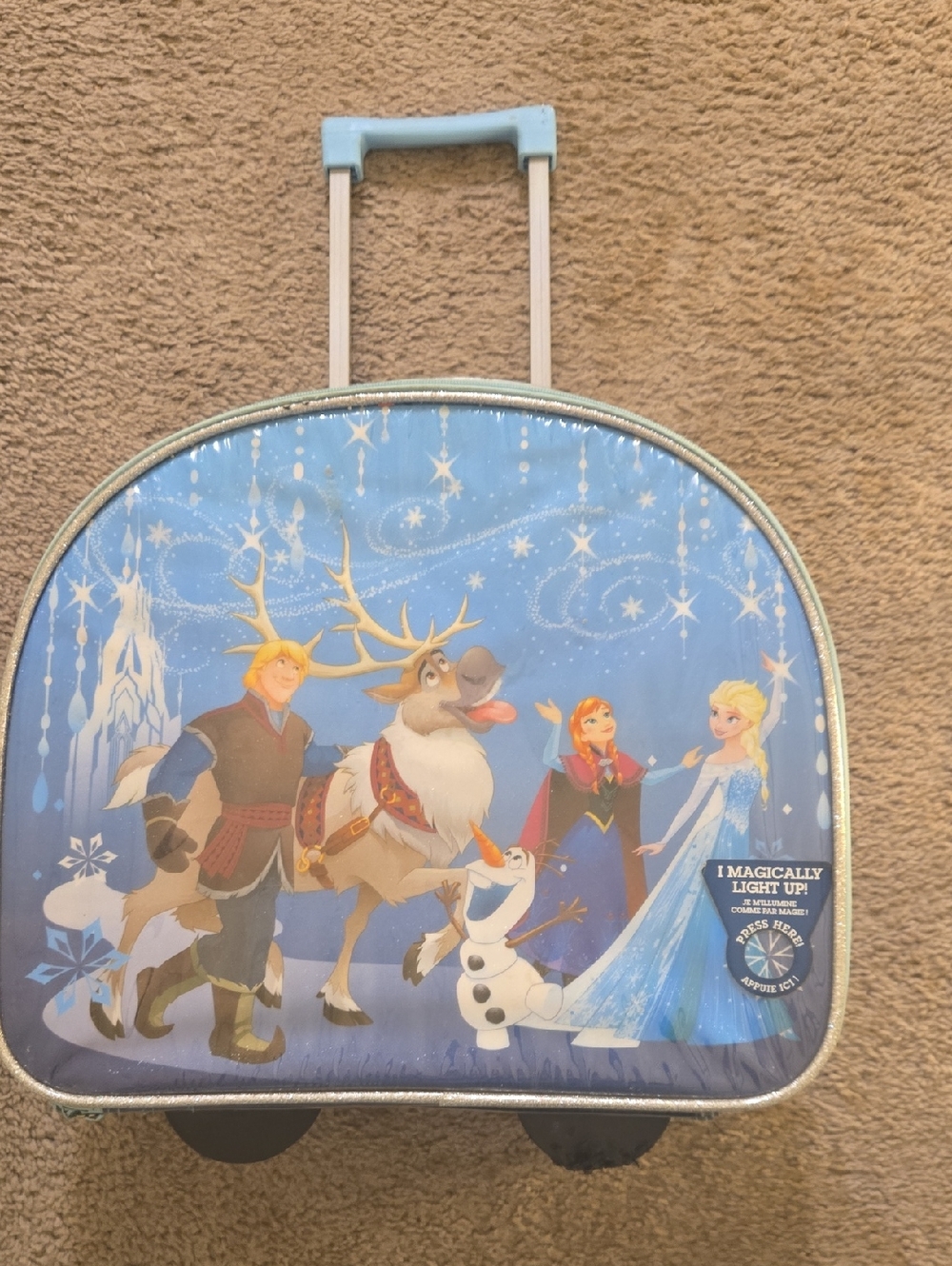 Frozen  Light-Up Kids Rolling Luggage - Blue